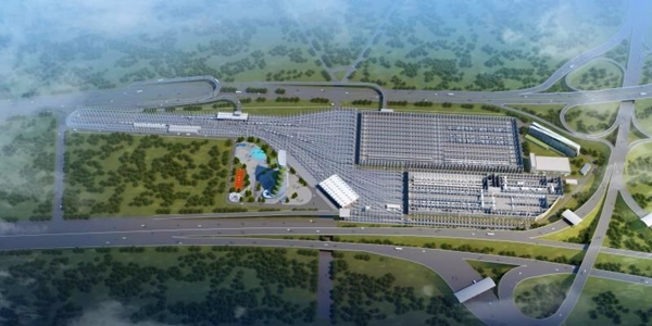 机场东车辆段效果图   机场东车辆段物资总库施工过程图